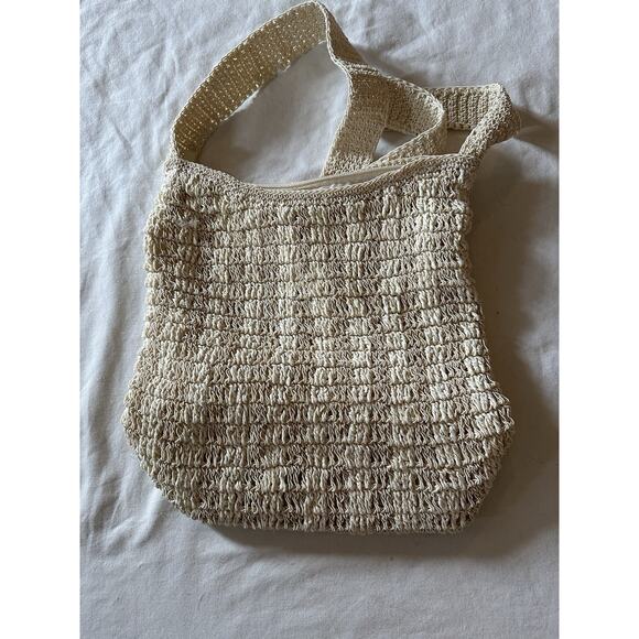 Carlo D’Santi Woven Straw Shoulder Bag | Cream Paper Straw Knit Purse | Vintage - Picture 5 of 8